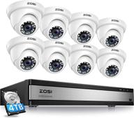 📷 zosi h.265+ 1080p 16 channel security camera system,16 channel cctv dvr with 4tb hard drive and 8 x 1080p indoor outdoor dome camera, 80ft night vision, 105° field of view, remote control, alert push logo