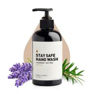 stay safe hand wash: lavender and tea tree oil soap with essential oil dispenser, 12 fl oz logo