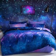 🌌 queen size galaxy duvet cover - reversible 3-piece set with modern universe star print - soft and lightweight microfiber comforter cover - navy blue and purple logo