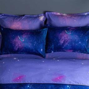 img 1 attached to 🌌 Queen Size Galaxy Duvet Cover - Reversible 3-Piece Set with Modern Universe Star Print - Soft and Lightweight Microfiber Comforter Cover - Navy Blue and Purple
