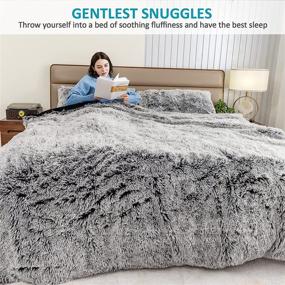 img 3 attached to 🛏️ Cottonblue Luxury Faux Fur Comforter Cover Queen Size: Plush Velvet Fluffy Duvet Set - 3PC, Washable, 100% Microfiber