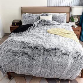 img 4 attached to 🛏️ Cottonblue Luxury Faux Fur Comforter Cover Queen Size: Plush Velvet Fluffy Duvet Set - 3PC, Washable, 100% Microfiber