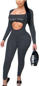 img 4 attached to 🔥 Stunning Glamaker Women's One Piece Zip Up Bodycon Jumpsuit - Sexy and Elegant Clubwear