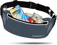 waterproof running waist pack - aimerday slim belt for men & women, bounce-free money & phone holder with large capacity, reflective sports workout & traveling money belt logo