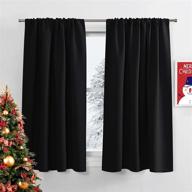 pony dance bedroom blackout curtains - light blocking solid soft rod pocket energy efficient thermal insulated window drapes for home decor, 42 by 45 in, black, 2 pieces logo