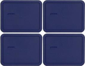 img 2 attached to 🔵 Pyrex Bundle - 4 Items: 7211-PC 6-Cup Blue Plastic Food Storage Lids Set