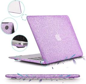 img 2 attached to 💜 Anban MacBook Air 13 Inch Case 2021-2018 Release: Glitter Smooth Protective Case, Sparkle Sleeve & Keyboard Cover - Purple