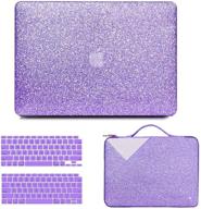 💜 anban macbook air 13 inch case 2021-2018 release: glitter smooth protective case, sparkle sleeve & keyboard cover - purple logo