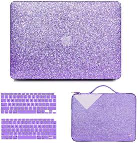 img 4 attached to 💜 Anban MacBook Air 13 Inch Case 2021-2018 Release: Glitter Smooth Protective Case, Sparkle Sleeve & Keyboard Cover - Purple