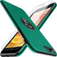 jame slim shockproof protective cover for iphone 8 plus case, iphone 7 plus case with 2 tempered glass screen protectors and magnetic ring kickstand - green logo