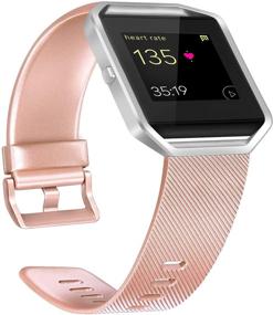 img 3 attached to 3-пакет силиконовых ремешков для Fitbit Blaze - совместимые заменяемые спортивные браслеты для женщин и мужчин, маленький размер, розовое золото, графит, серый.