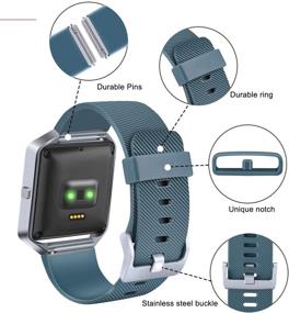 img 2 attached to 3-пакет силиконовых ремешков для Fitbit Blaze - совместимые заменяемые спортивные браслеты для женщин и мужчин, маленький размер, розовое золото, графит, серый.