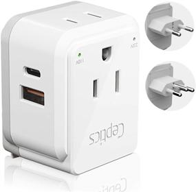 img 4 attached to 🔌 Brazil Power Plug Adapter Travel Set by Ceptics - Dual USB & USB-C 3.1A, Safe & Compact - Compatible in Peru, Chile - Includes Type C, Type N Swadapt Attachments