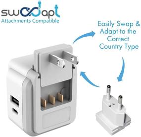 img 1 attached to 🔌 Brazil Power Plug Adapter Travel Set by Ceptics - Dual USB & USB-C 3.1A, Safe & Compact - Compatible in Peru, Chile - Includes Type C, Type N Swadapt Attachments