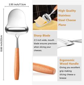 img 2 attached to Adjustable Thickness Cheese Slicer with Wood Handle - 2 Piece Set, Stainless Steel Wire Cutter Spatula for Soft, Semi-Soft, and Semi-Hard Cheeses - Essential Kitchen Cooking Tool