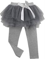👧 kisbini girls footless leggings: adorable tutu skirt with bowknot accent - cotton pantskirt combo logo