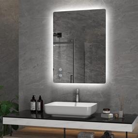 img 4 attached to 💡 SIEPUNK 24x32 Inch LED Bathroom Mirrors: Dimmable, Bluetooth, Wall Mounted with Lights, Waterproof & UL Listed