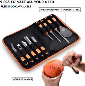 img 2 attached to Premium Halloween Pumpkin Carving Kit: 9-Piece Stainless Steel Tools Set with Anti-Slip Rubber Handle & Storage Bag - Perfect for DIY Halloween Decorations!