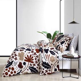 img 3 attached to 🛏️ Marimekko Suvi Collection: 100% Cotton Queen Comforter Set, Soft and Breathable Bedding, All Season 3-Piece, Pre-Washed for Added Softness - Brown