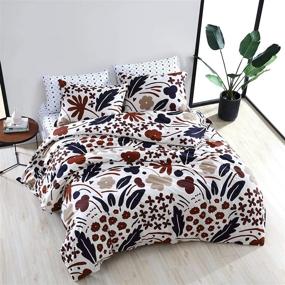 img 2 attached to 🛏️ Marimekko Suvi Collection: 100% Cotton Queen Comforter Set, Soft and Breathable Bedding, All Season 3-Piece, Pre-Washed for Added Softness - Brown