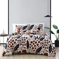 🛏️ marimekko suvi collection: 100% cotton queen comforter set, soft and breathable bedding, all season 3-piece, pre-washed for added softness - brown logo