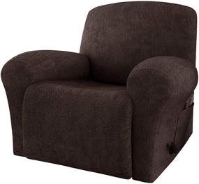 img 4 attached to 🛋️ Transform Your Recliner with RHF 4-Piece Velvet Slipcovers - Ultimate Furniture Protection and Style (Chocolate-Recliner)