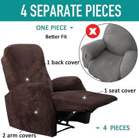 img 2 attached to 🛋️ Transform Your Recliner with RHF 4-Piece Velvet Slipcovers - Ultimate Furniture Protection and Style (Chocolate-Recliner)