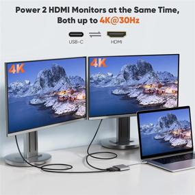 img 2 attached to Адаптер USB C к двум HDMI 4K, CableCreation Тип С (совместим с Thunderbolt 3) к 2 HDMI, для MacBook Pro 2019/2018/2017, XPS 13/Surface Book 2, Chromebook Pixel, Yoga 710, алюминиевый серый