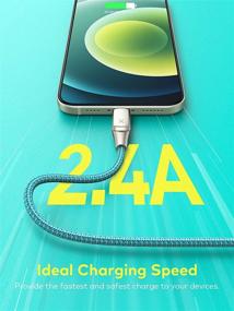 img 2 attached to 🔌 Кабель зарядки Xcentz для iPhone 6 футов, сертифицированный Apple MFi кабель Lightning с металлическим разъемом - прочный плетеный нейлоновый шнур для iPhone 11/X/XS Max/XR/8 Plus/7/6/5, iPad (синий)