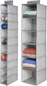 img 4 attached to 👕 mDesign Textured Closet Storage Organizers - Set of 2 (Gray) - Includes 6-Shelf Sweater Organizer & 10-Shelf Shoe Rack