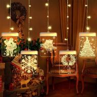 🎄 bloomwin 3d hanging led curtain string lights - window christmas lights decor with usb for indoor, outdoor decorations - 9.8 ft, warm white - ideal for windows, walls, fireplaces, doors, bedrooms, pathways, patios логотип