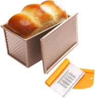 π premium pullman loaf pan with lid and bench dough scraper set β ideal for baking perfect 1lb (450g) bread! logo