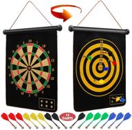 🎯 ranslen magnetic dart board set for kids and adults – double sided board games, indoor outdoor darts game with 15pcs magnetic darts – safe dartboard game for fun, boy gifts toys, gifts for kids логотип