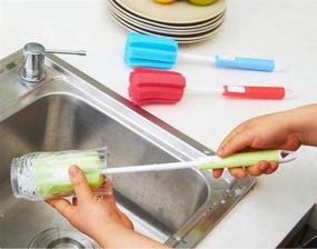 img 1 attached to 🧽 3PCS Adjustable Long Handle Dishwashing Foam Sponge Brush Set - Soft Baby Bottle & Kitchen Cleaner with Random Color