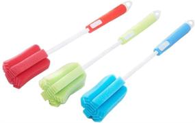 img 3 attached to 🧽 3PCS Adjustable Long Handle Dishwashing Foam Sponge Brush Set - Soft Baby Bottle & Kitchen Cleaner with Random Color