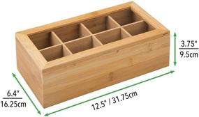 img 1 attached to 🍵 mDesign Bamboo Tea Storage Organizer Box - 8 Sections, Hinged Lid with Clear Window Top - Decorative Holder for Tea Bags, Packets, Small Items, Accessories - Natural Wood/Clear