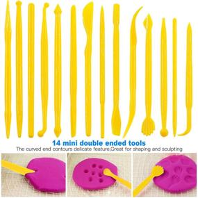 img 2 attached to Glarks 36Pcs Clay Sculpting Tools Set for Carving, Modeling, and Embossing - Includes Plastic Modeling Tools, Yellow Crafts Clay Modeling Tools for Art, Coloring, Nail Art Painting