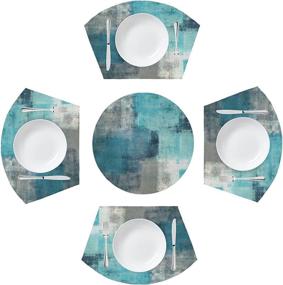 img 4 attached to Turquoise Placemats Centerpiece Resistant Decoration