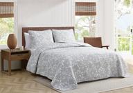 🛏️ tommy bahama island memory collection king quilt set - 100% cotton, reversible & lightweight, prewashed for enhanced softness, pelican gray color logo
