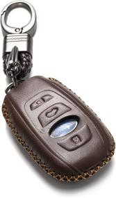 img 4 attached to 🔑 Premium Leather Keyless Remote Smart Key Fob Case Cover with Key Chain - Compatible for Subaru Forester, Impreza, Outback, WRX, BRZ, XV Crosstrek (2014-2021) - Brown, 4-Button