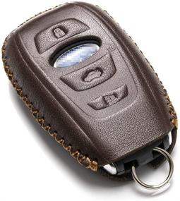 img 2 attached to 🔑 Premium Leather Keyless Remote Smart Key Fob Case Cover with Key Chain - Compatible for Subaru Forester, Impreza, Outback, WRX, BRZ, XV Crosstrek (2014-2021) - Brown, 4-Button