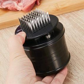 img 3 attached to 🔪 Szxc Meat Tenderizer Tool with Safe Lock & Cover - 56 Stainless Steel Blades + Clean Brush - for Tenderizing Steak, Chicken, Fish & Pork - Dishwasher Safe - BPA Free