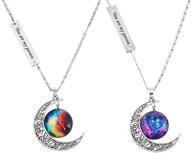 🌙 mjartoria best friends moon pendant necklaces - engraved friendship bff necklace set for 2 - love across light years logo