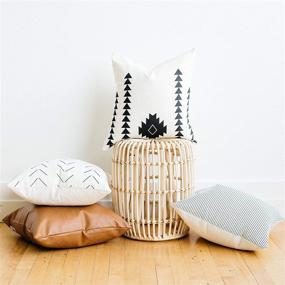 img 2 attached to 🛋️ Вязаные чехлы для подушек Woven Nook из хлопка с обивкой из искусственной кожи, комплект Amaro, 4 штуки (18'' x 18'')