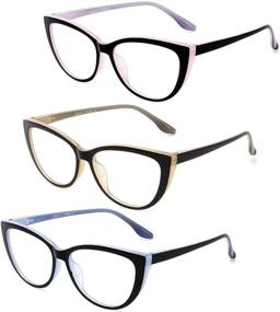 img 4 attached to 3-Pack Stylish Cat Eye Blue Light Blocking Reading Glasses | Women's Anti Eyestrain & Glare Computer Readers | CRGATV