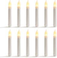 🕯️ wyzworks set of 12pcs warm white flameless led taper candles - 6.25 inch | mini battery operated wax dipped white body | batteries not included логотип