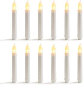 img 1 attached to 🕯️ WYZworks Set of 12pcs Warm White Flameless LED Taper Candles - 6.25 inch | Mini Battery Operated Wax Dipped White Body | Batteries Not Included