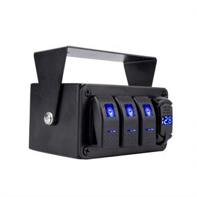 img 3 attached to Enhanced Switchtec 3 Gang Rocker Switch Panel: Fast Dual USB Charger, Voltmeter, Blue Backlit Led, Surface Mount Box Enclosure