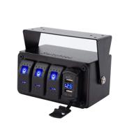 enhanced switchtec 3 gang rocker switch panel: fast dual usb charger, voltmeter, blue backlit led, surface mount box enclosure логотип