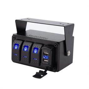 img 4 attached to Enhanced Switchtec 3 Gang Rocker Switch Panel: Fast Dual USB Charger, Voltmeter, Blue Backlit Led, Surface Mount Box Enclosure